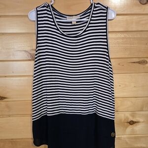 MICHAEL Michael Kors Navy and White Striped Tank Top